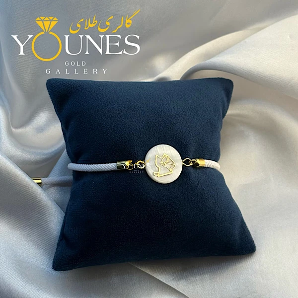 دستبند طلا سنگ صدف گربه لیوانی کوچک